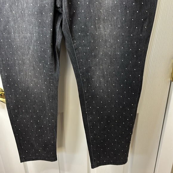 Rebecca Minkoff Jeans Women 18W Crystal Embellished Straight Stretch Faded Black - Picture 3 of 13